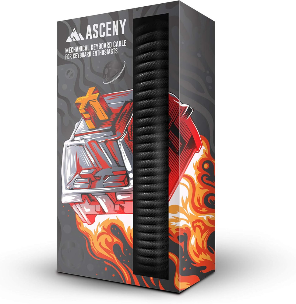 Coiled & Double-Sleeved Mechanical Keyboard Cable, for Type-C Mechanical Keyboar