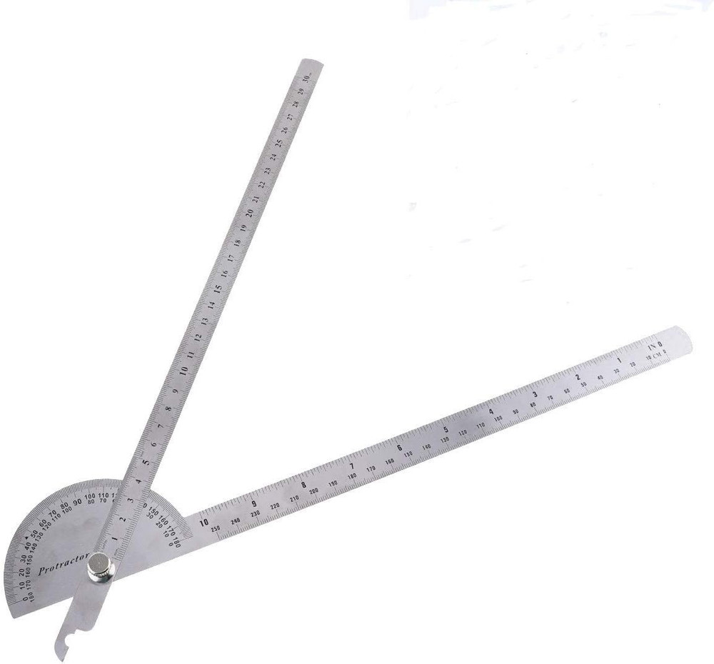 Angle Finder Protractor, Adjustable Double-Arm Ruler, 0-180 Degree, Stainless St