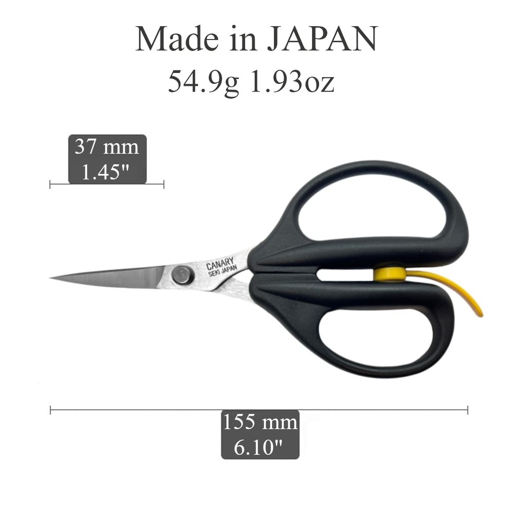 CANARY Spring Craft Scissors 6.3" - Thin Curved Sharp Tips, Japan Made