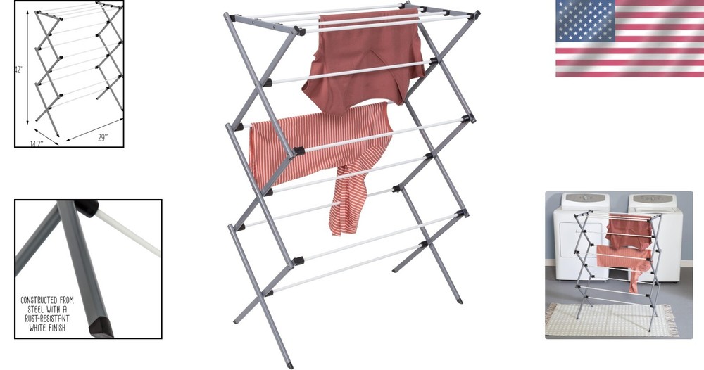 Compact and Lightweight Clothes Drying Rack - Easy Storage with 24ft Space