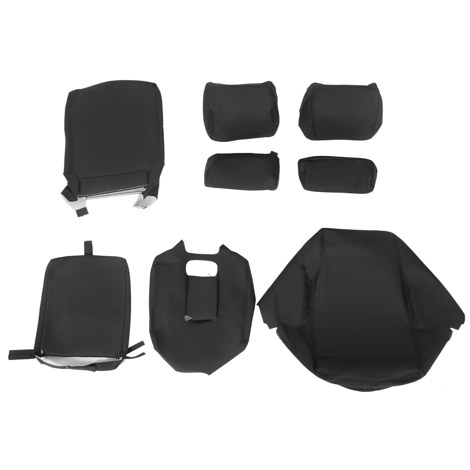 Black Seat Covers Set For 2014-2018 Chevy Silverado Crew Cab LT 15 16 17
