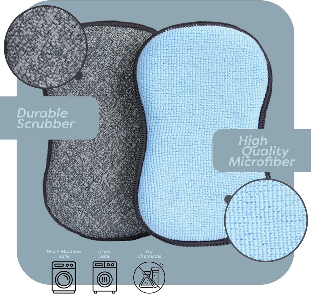 Multi-Purpose Sponges Kitchen by Scrub-it - Non-Scratch Microfiber sponges fo...