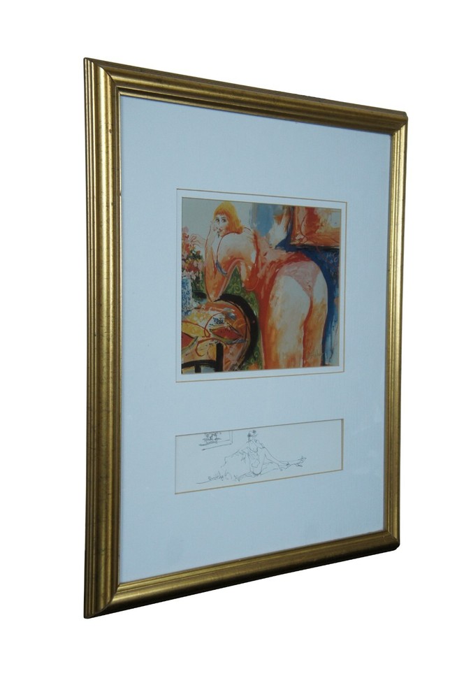 Vintage Expressionist Promiscuous Signed Print & Drawing Sketch 22"