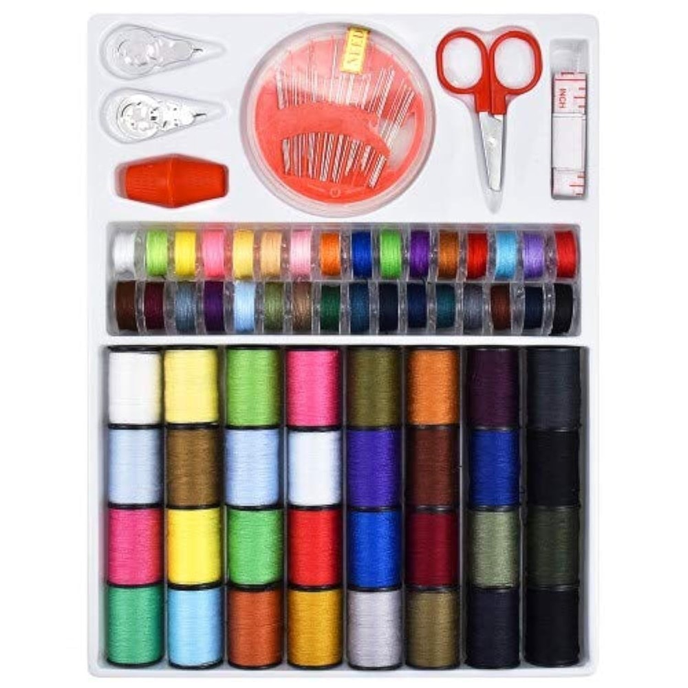 100pcs Sewing Thread Tools Kit - 64 Rolls Machine Thread Spools, 30pcs Needle...