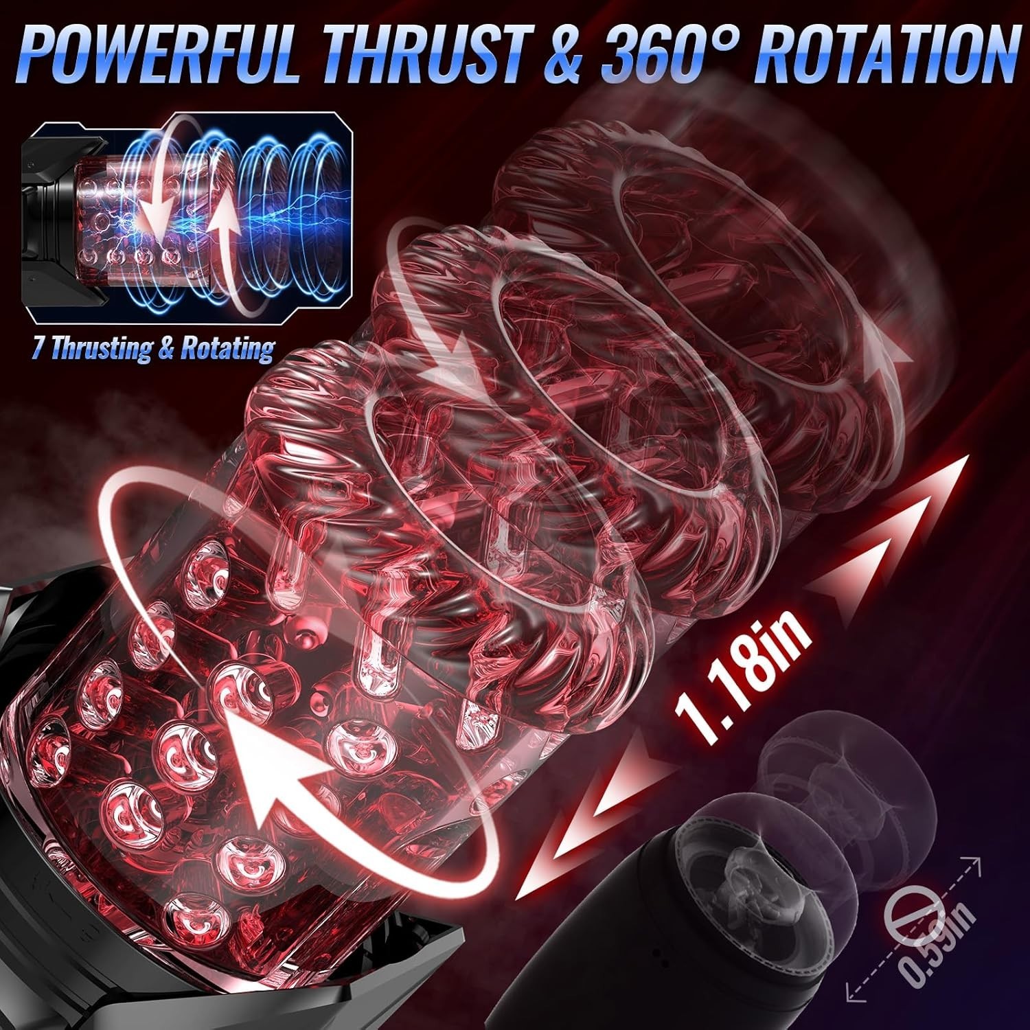 Male Masturbaters Automatic HandsFree Rotating Cup Thrusting Stroker Lubricants