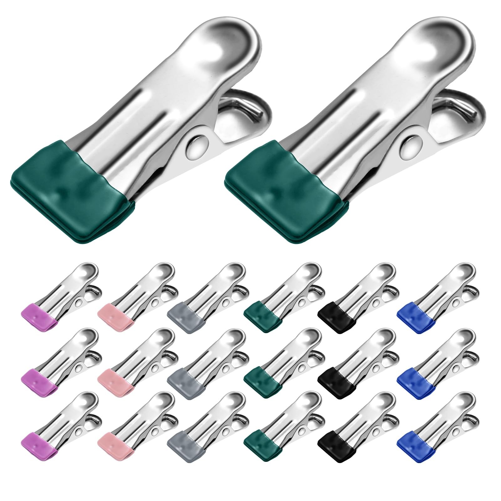 36 Pack Heavy Duty Clothes Pins, 2.17-Inch Stainless Steel Chip Clips, Multip...