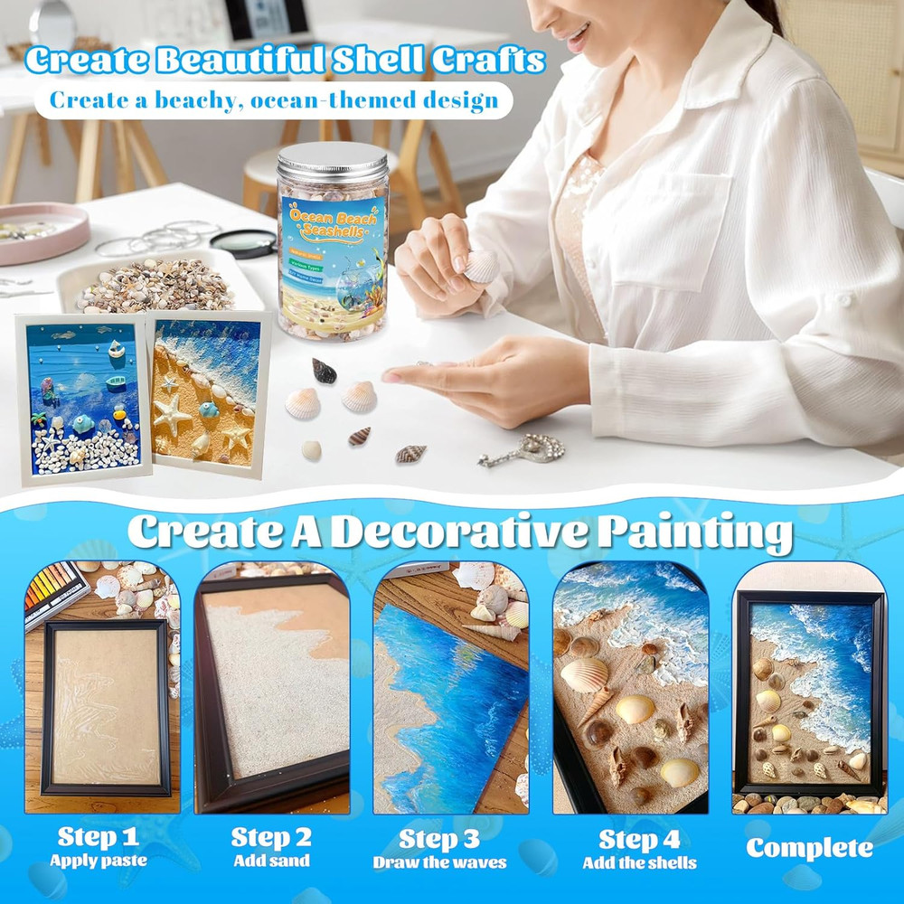 1200 Pcs Tiny Sea Shells, Seashells for Crafts with Small Shells Starfish Mixed