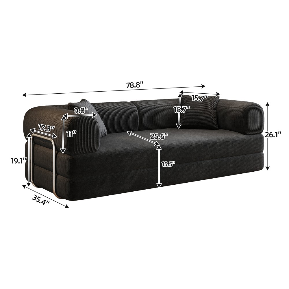 Compression Sofa, Convertible Floor Sofa Bed, Futon Couch Sleeper Bed, Black