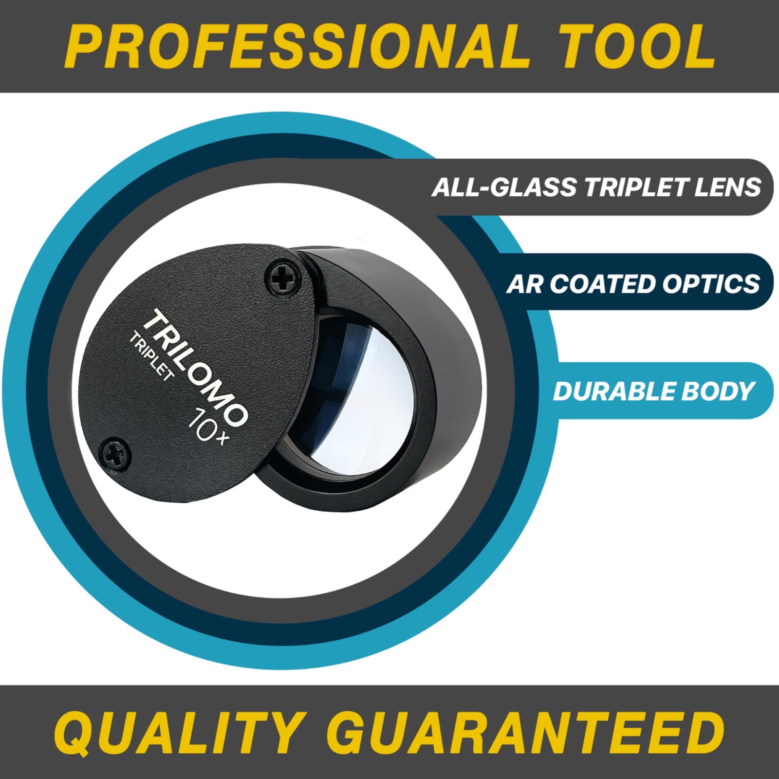 TRILOMO (ex BelOMO) 10x Triplet Loupe Magnifier. Black Egg. 21mm (.85"). USA