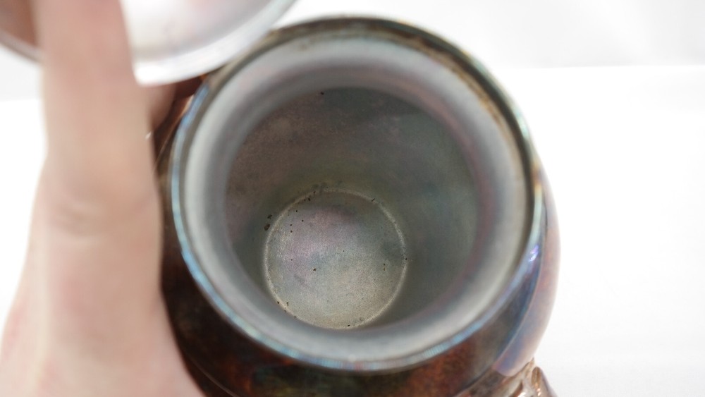 Antique Silver on Copper Footed Teapot S1