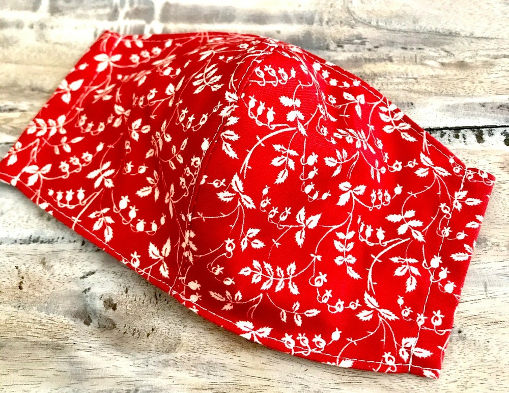 Face Mask 3 Layers - Red - Reusable & washable with filter pocket