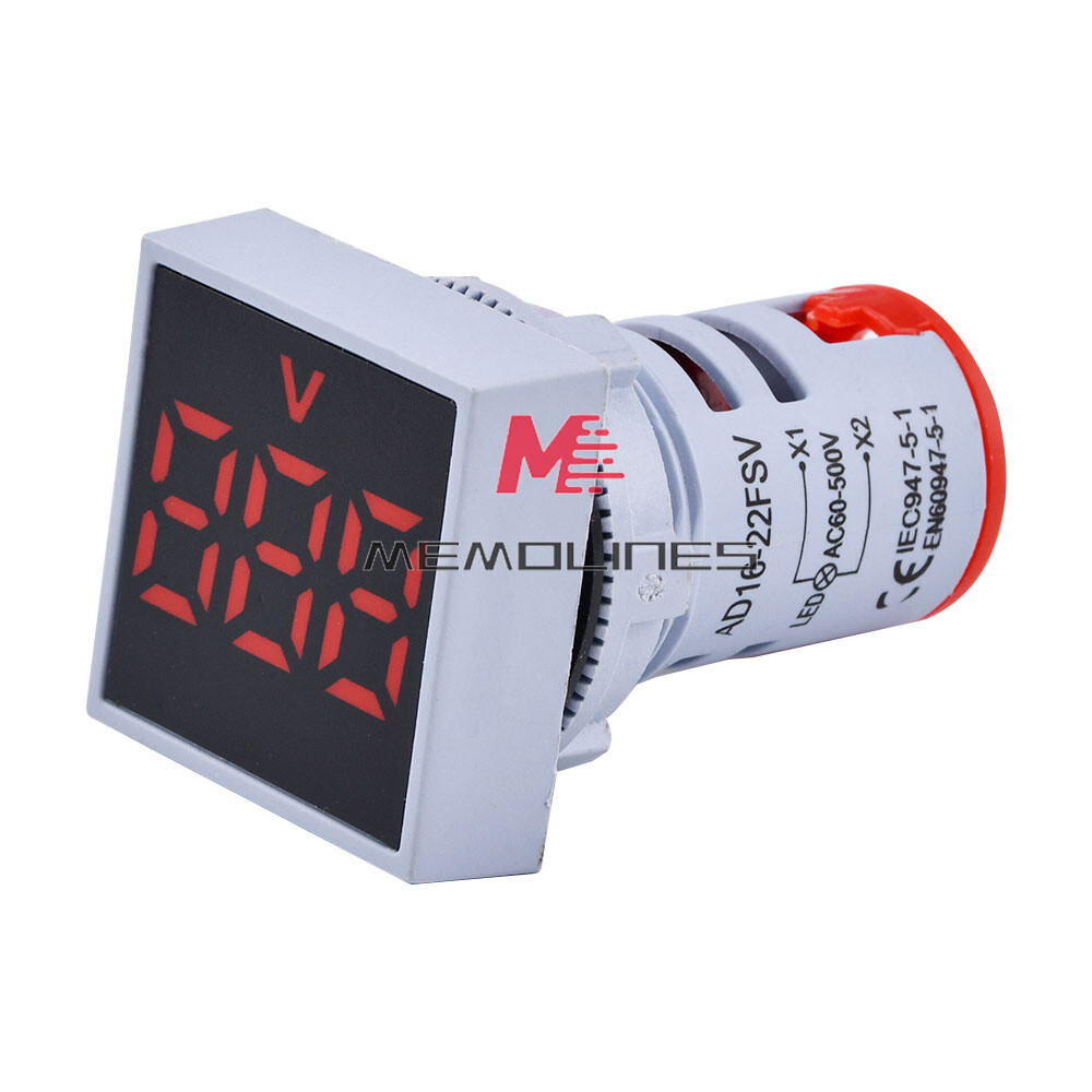 22MM AC60-500V Voltmeter Square Panel LED Digital Voltage Meter Indicator Light