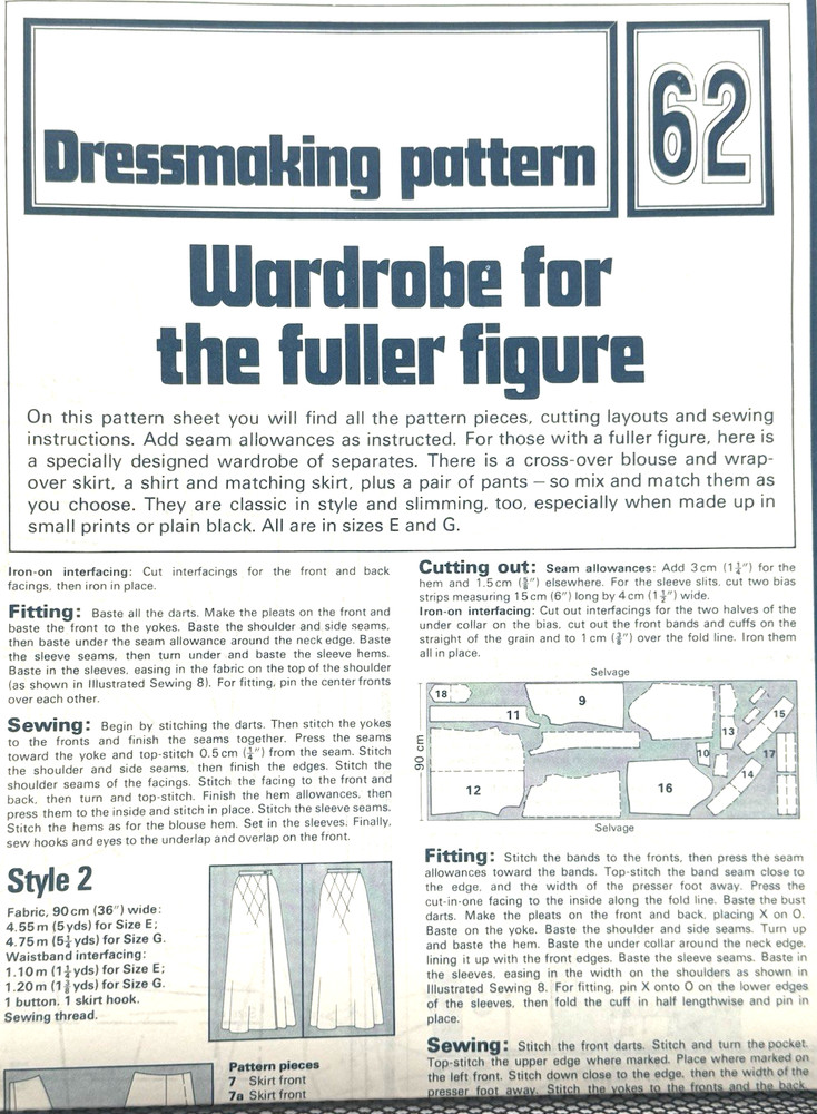 Dressmaking Pattern #62 - Fuller Figure Wardrobe (Various Sizes) New