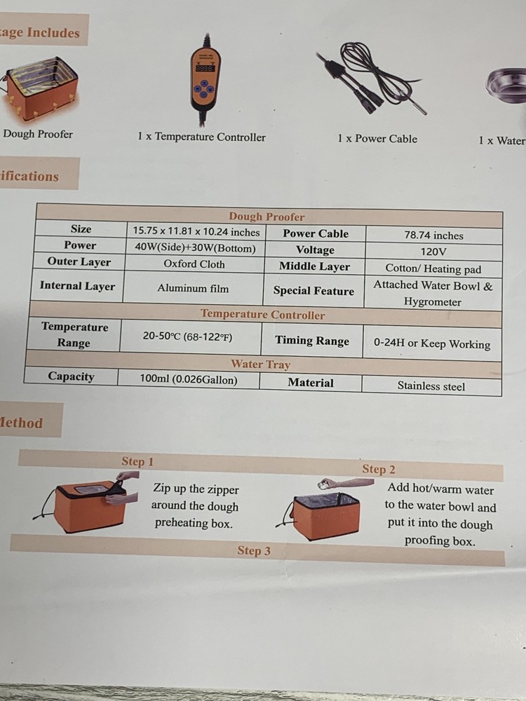 Aurelema Dough Proofer Proofing Box with Heater Temp Controller 120V Bread