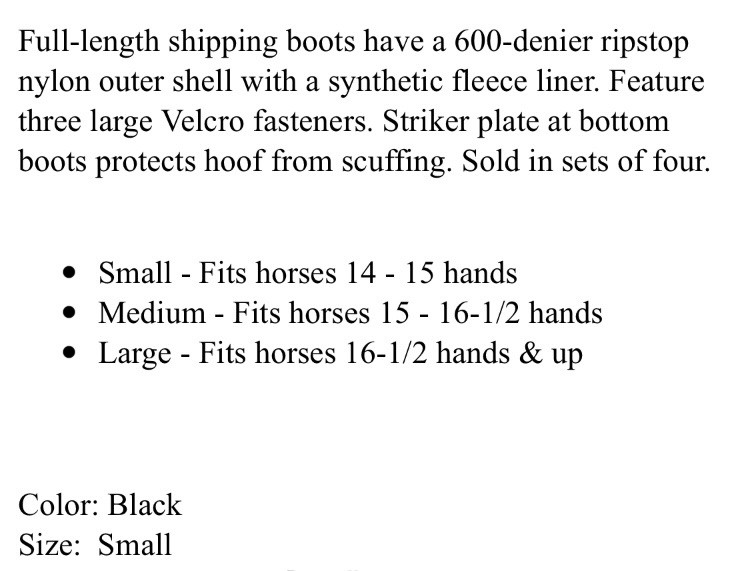 Weaver Horse Shipping Boots Ripstop Nylon Black Size Small 14-15 Hands Set Of 4