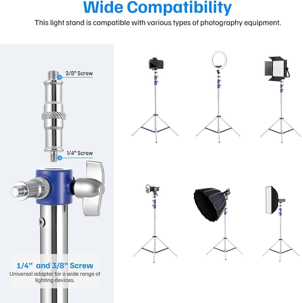 2 Pack Adjustable 10.5ft Photography Light Stands Studio Tripods