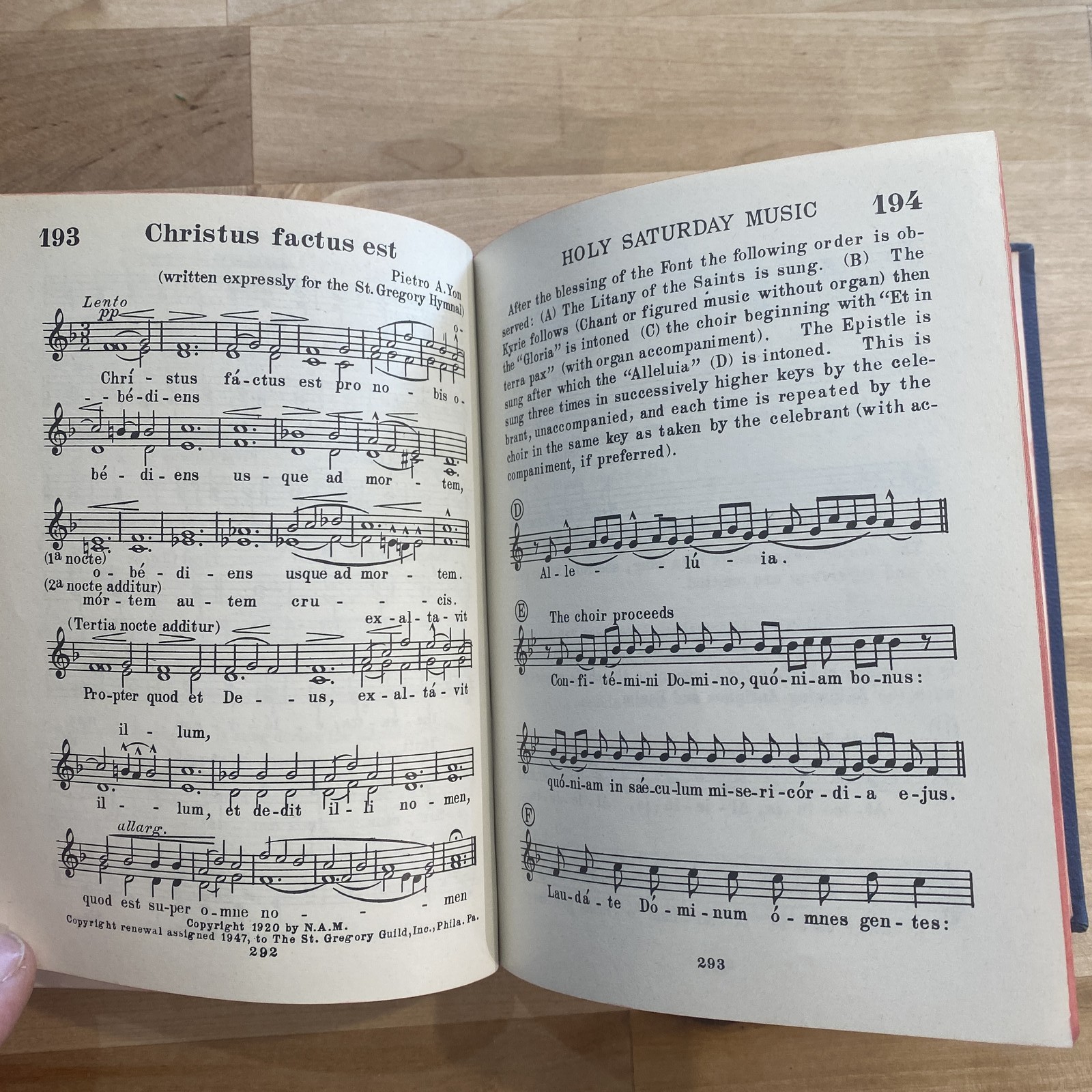 Vintage St. Gregory Hymnal & Catholic Choir Book 1947 Melody Edition Sheet Music