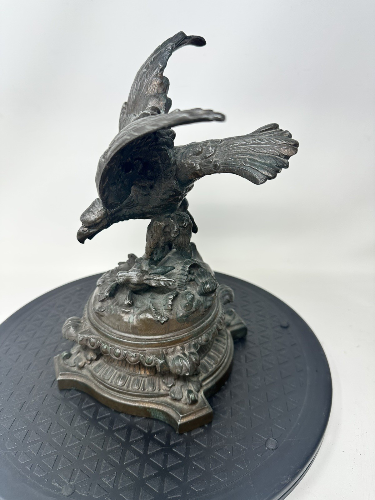 Antique French Bronze Eagle (?) Attacking Hare 9.5” Style of Jules Moigniez