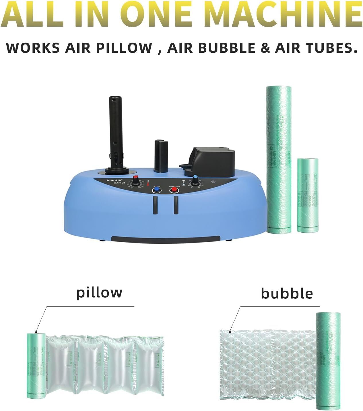 Mini Air Easi 2S Air Pillow Bubble Maker Cushion Machine 2 Free 164 ft Rolls
