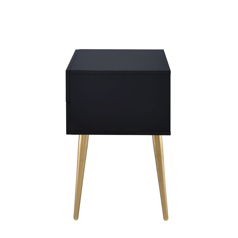 Bowery Hill Contemporary Rectangular Wooden End Table in Black and Gold