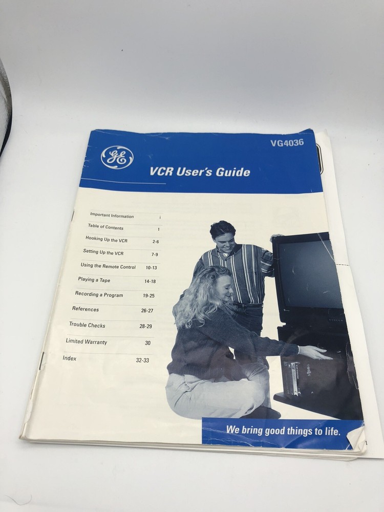 GE VG-4036 VCR Users Guide & Paperwork