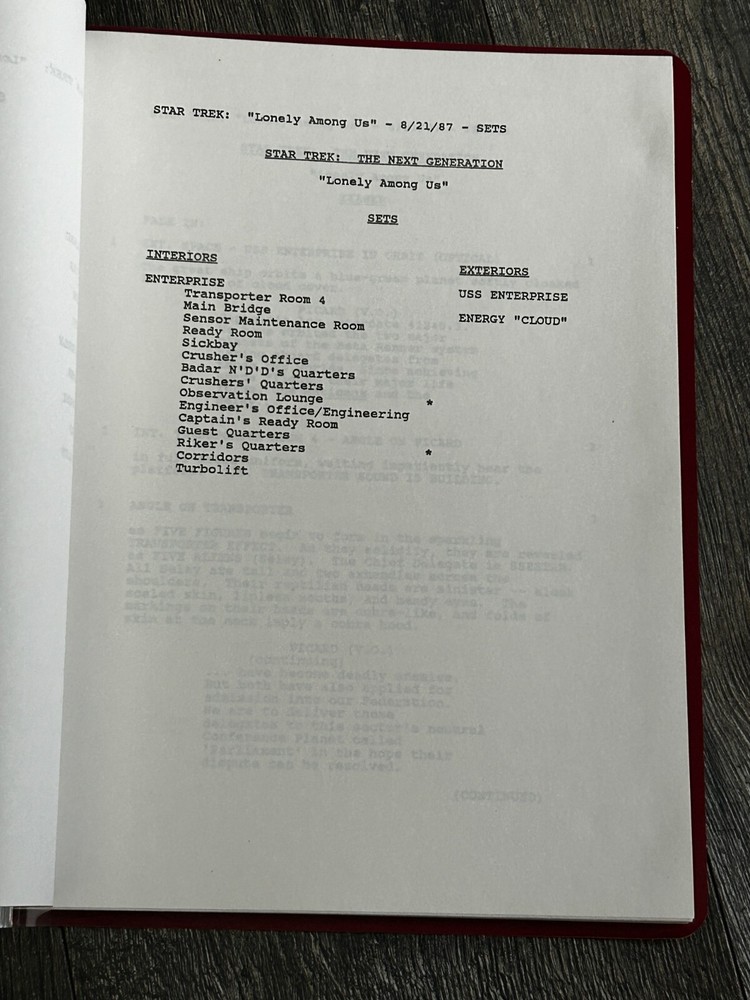 STAR TREK Script The Next Generation Lonely Among Us 2nd Revision Final Draft