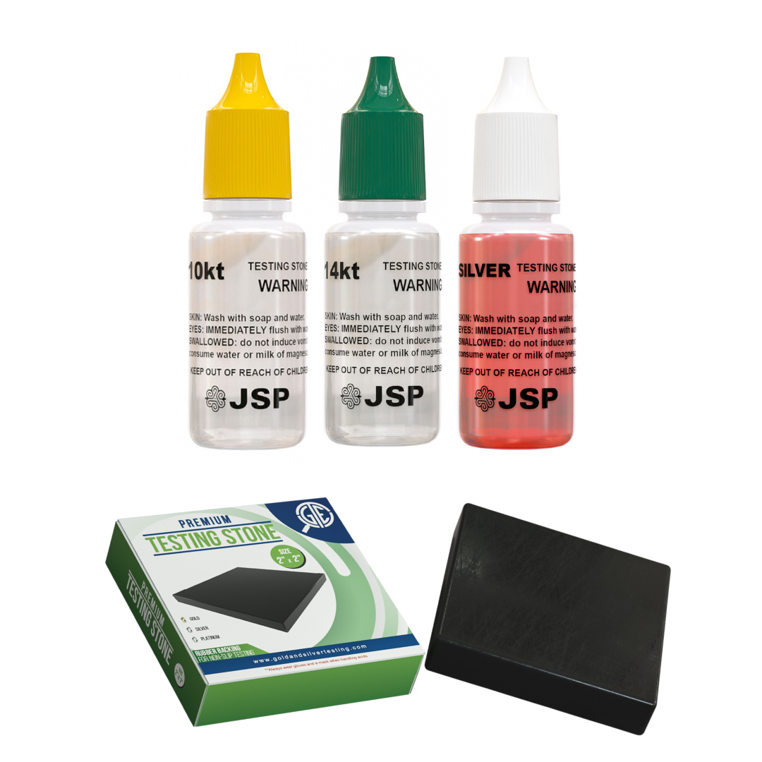 GOLD/SILVER Test Acid Tester Kit 10k 14k .999 .925 Sterling Testing Stone Detect