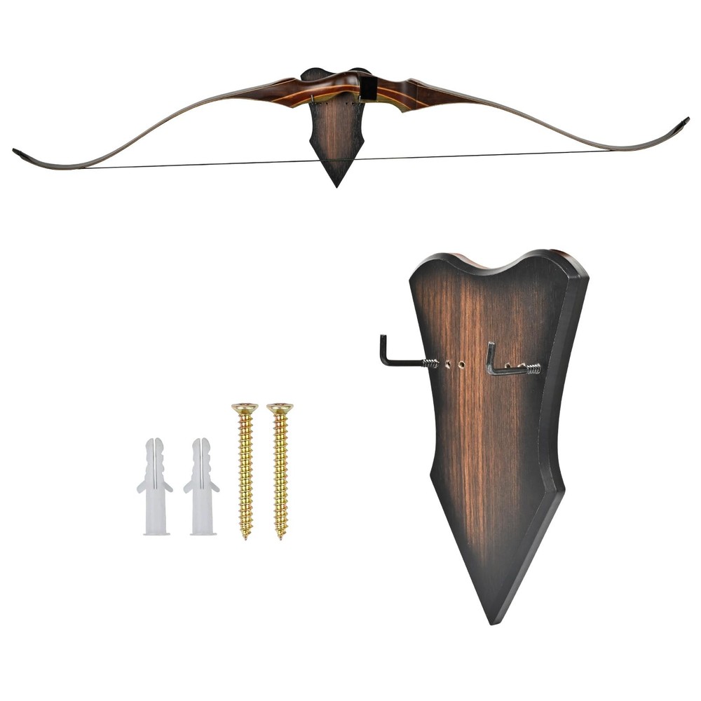 SPG Archery Bow Wall Mount - Horizontal Display Stand Small, Brown