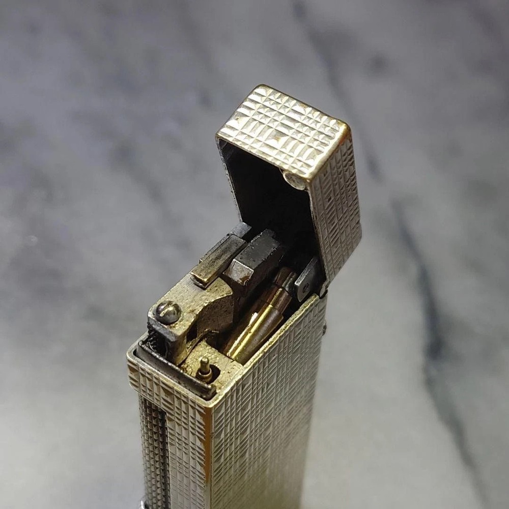 Vintage Dunhill Rolla gas lighter Silver lattice pattern working condition