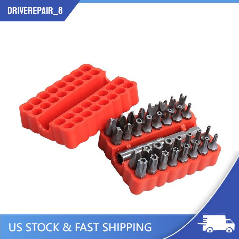 33pcs Screwdriver Bit Kit Hex Head Drill Bit Collection with 1/4 Extender US