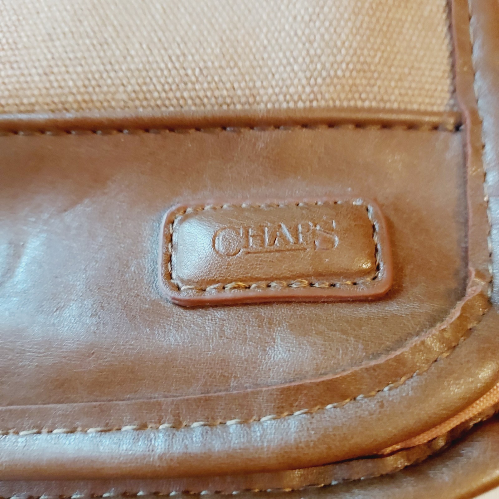 Chaps Ralph Lauren Toiletry Canvas Leather Trim Hang Travel Bag Mens Womens Vtg