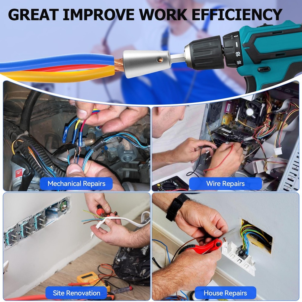 2 Pack Wire Twisting Tool Cable Quick Twister for Electrical Power Drill