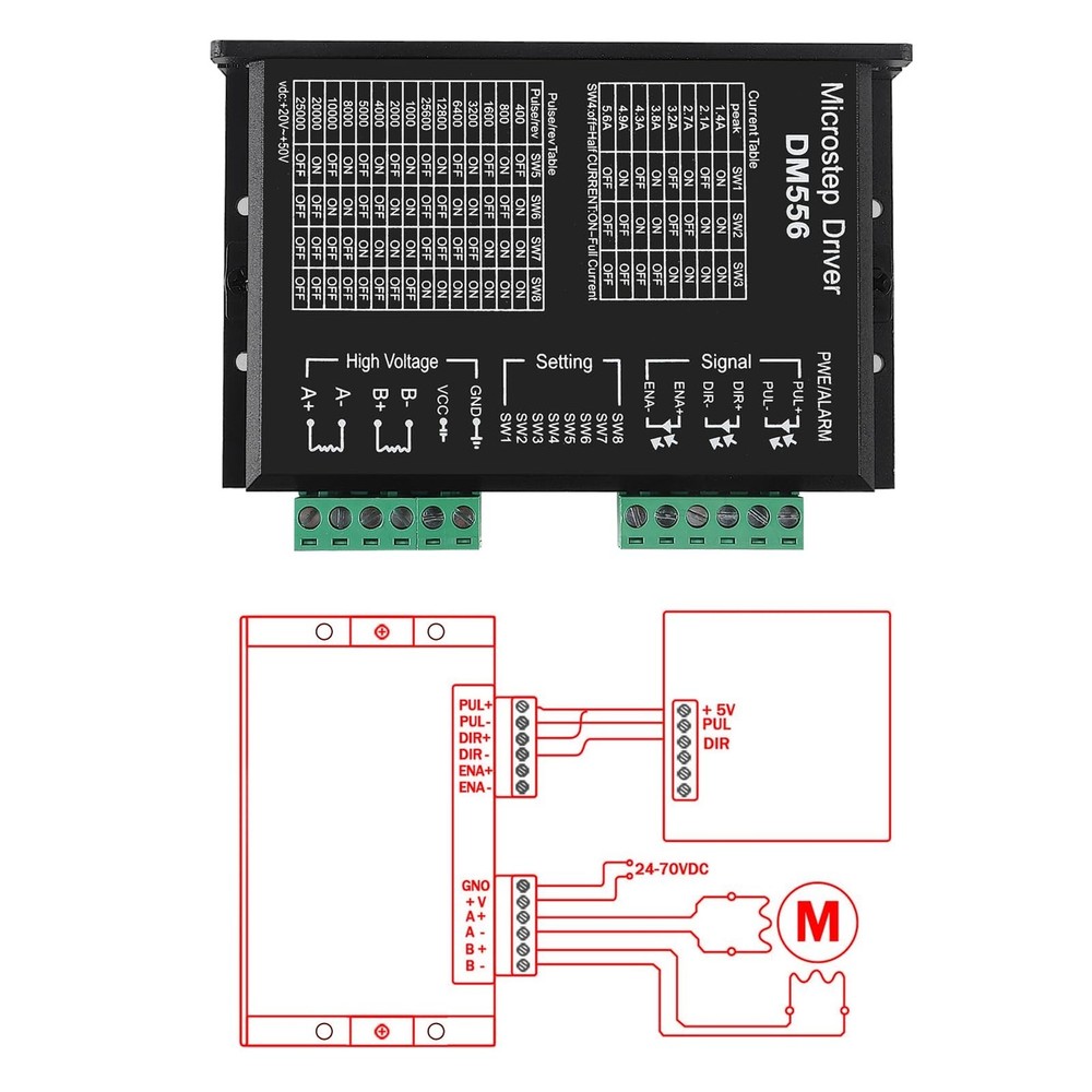 DM556 CNC Digital Stepper Driver - 2-Phase Stepper Motor Controller, 20-50V D...