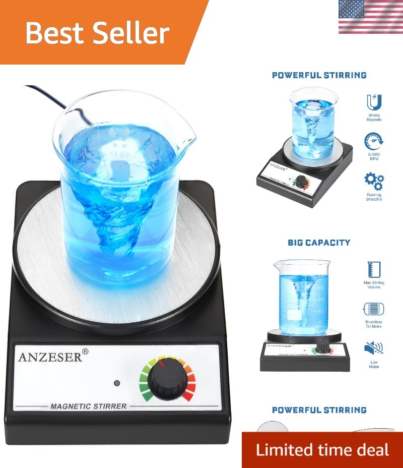 Efficient 3000mL Magnetic Stir Plate - Compact Design & Lifetime