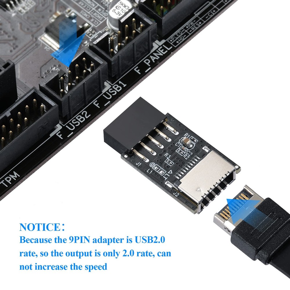 MZHOU USB 3.2 Type-E to 2.0 9-Pin 9PIN, Black-USB 9pin Type E