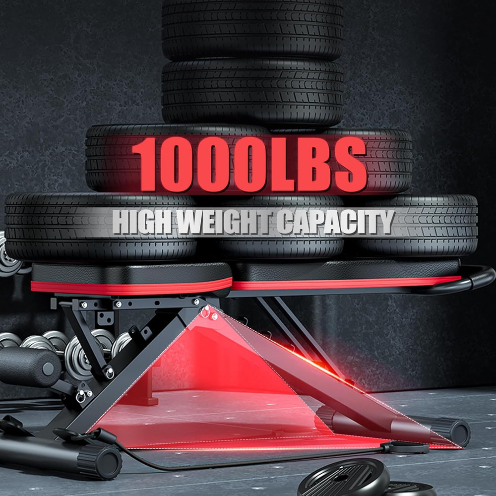 Adjustable Weight Bench, Workout Benches with Leg Extension & Extended Headrest,