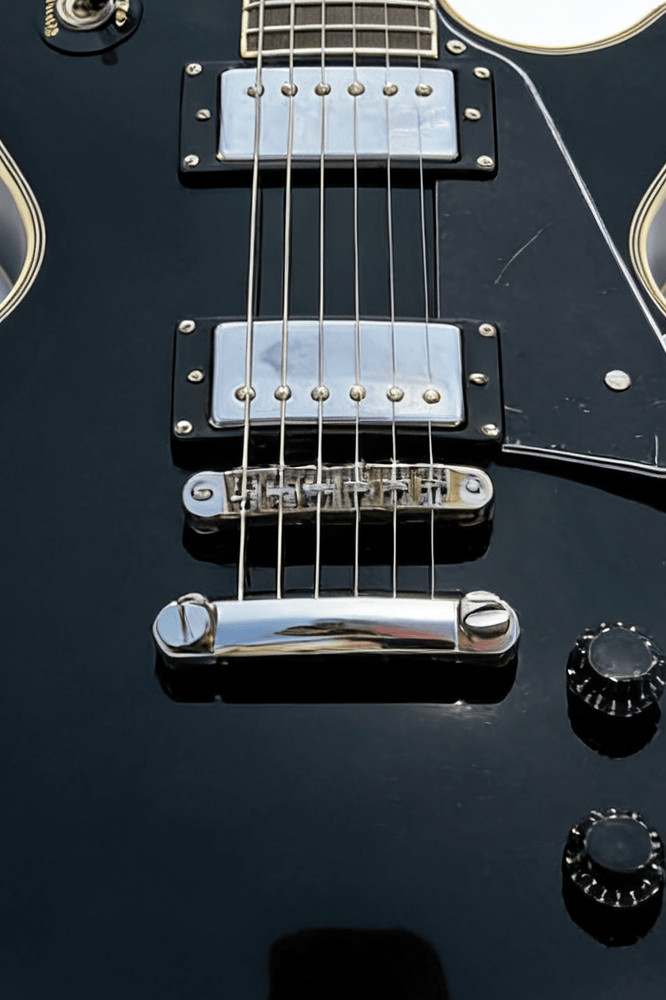 Customized electric guitar, black glossy, silver accessories, imported/from US