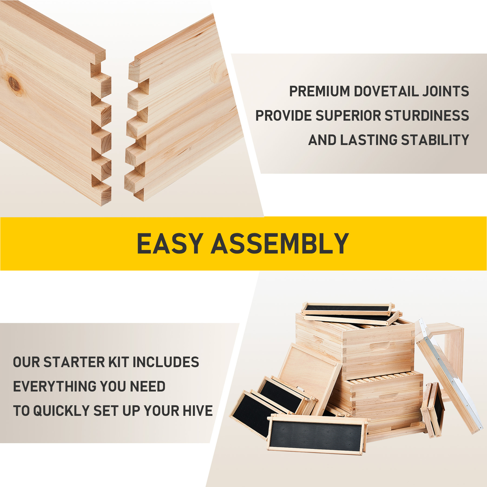 Beehive Box Kit - Complete 30 Frame Set, 20 Deep, 10 Medium Hive Frames