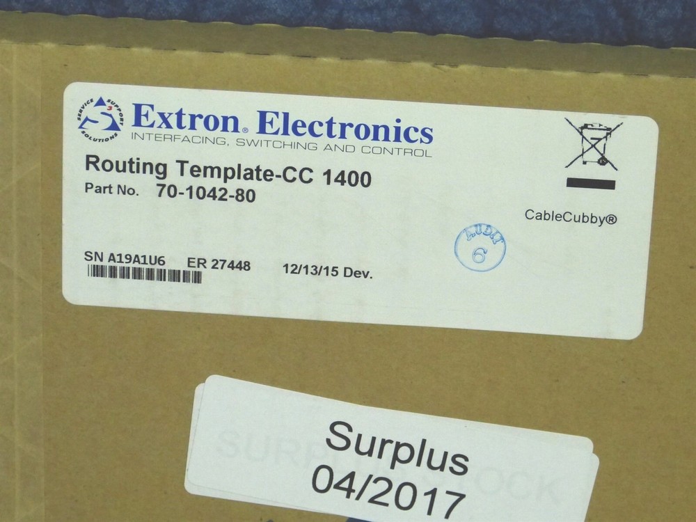 NEW! Extron Cable Cubby 1400 Routing Template 70-1042-80 (A4)