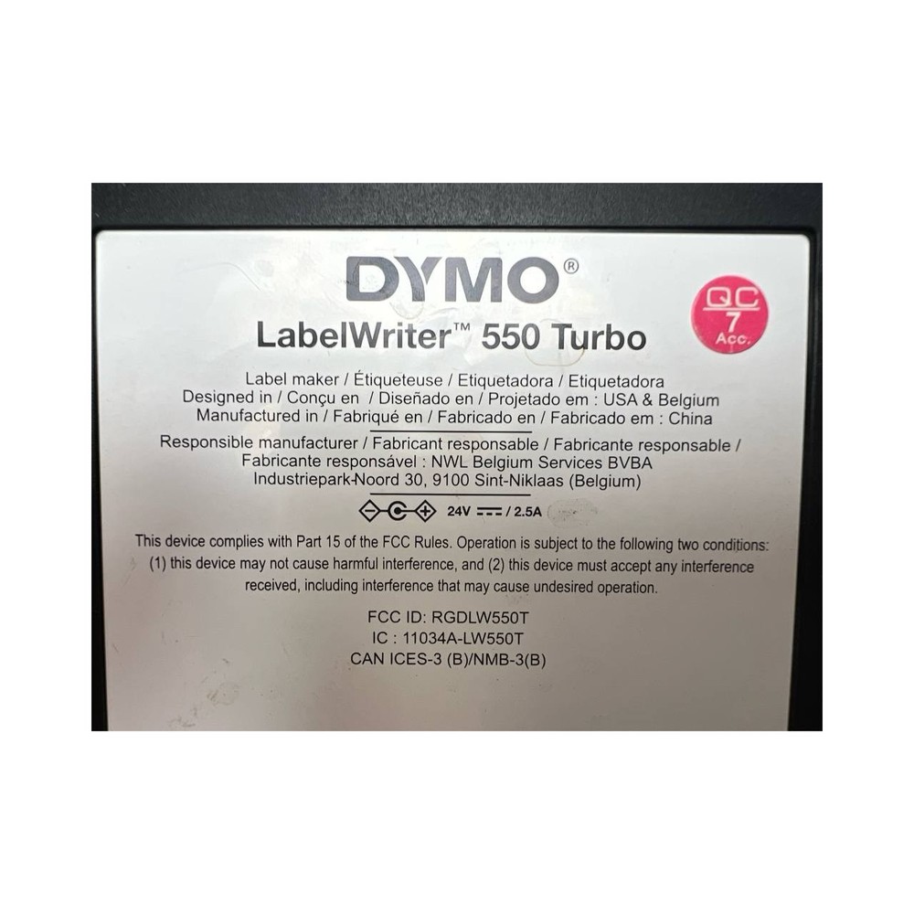 Dymo LabelWriter 550 Turbo Label Printer - w/ Power Cable + USB Cable