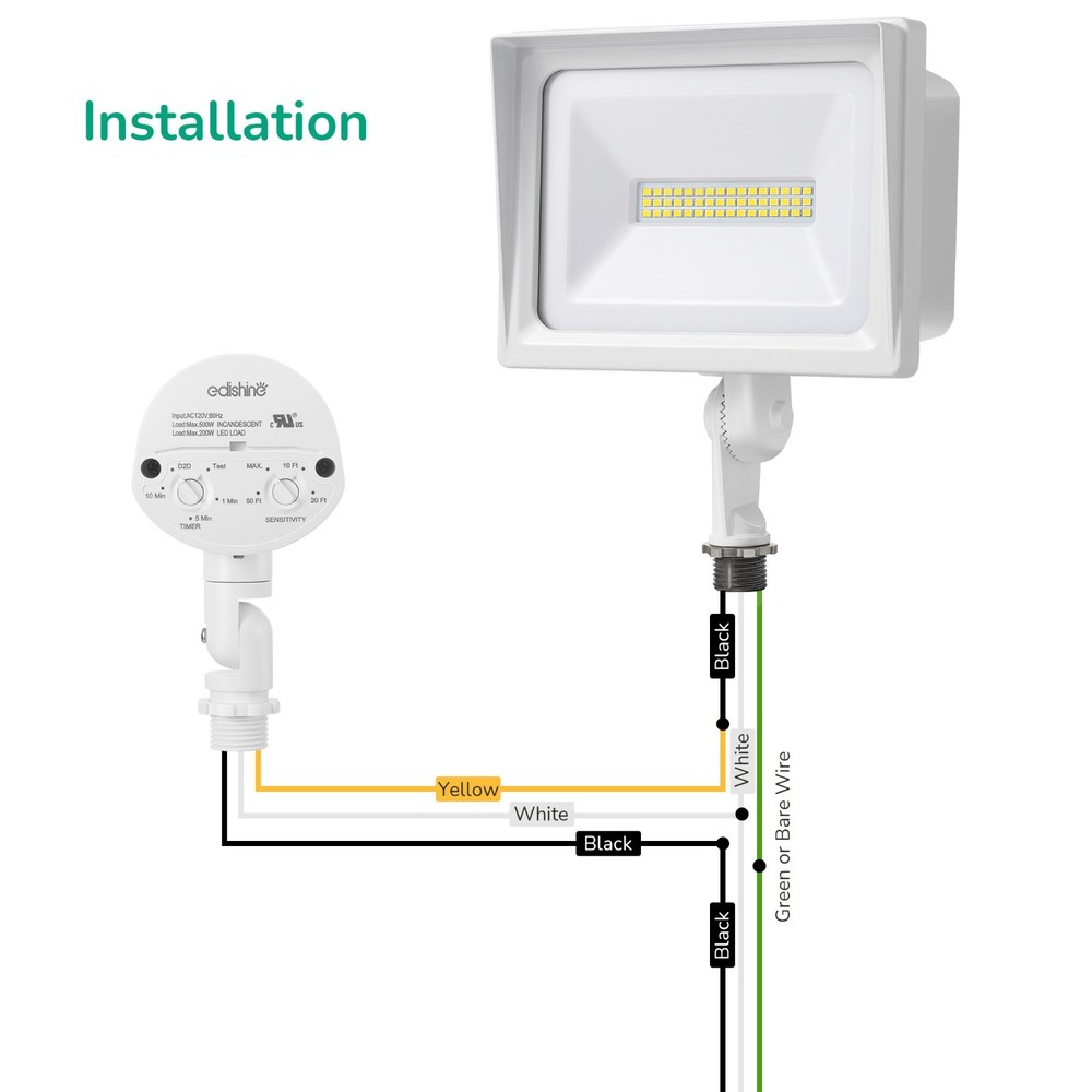 EDISHINE Motion Sensor, Automatic Dusk to Dawn, 180 Degree Replacement