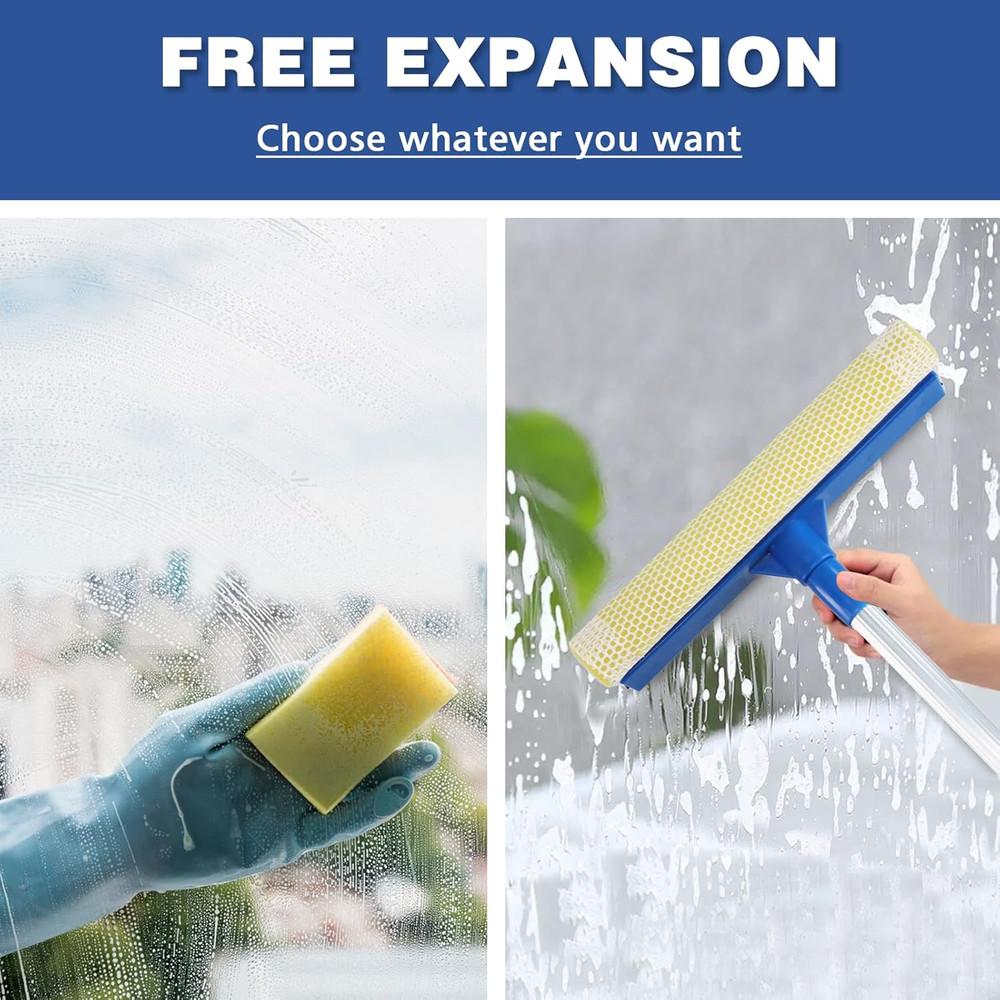 Professional Window Squeegee,2 in 1 Squeegee Window Cleaner with Long Stainless