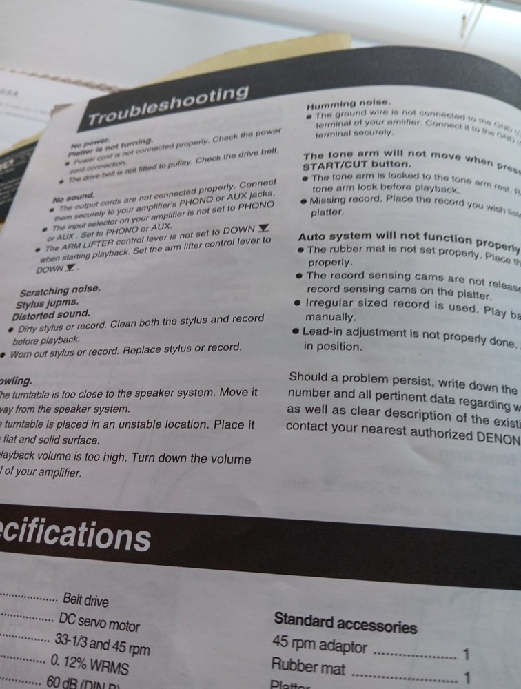 VTG DENON DP-25F FULL AUTOMATIC TURNTABLE w/OPERATING INSTRUCTIONS & Spindle