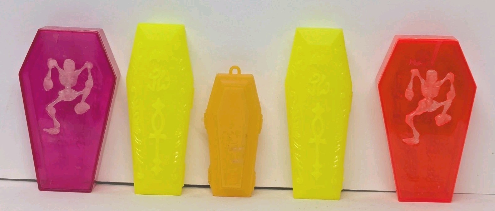 Vintage Coffin Skeleton Candy Containers Toy Lot