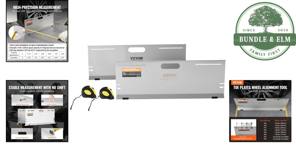 Alignment Tool Plates with Adjustable Rods for Accurate Toe Angle Measurement