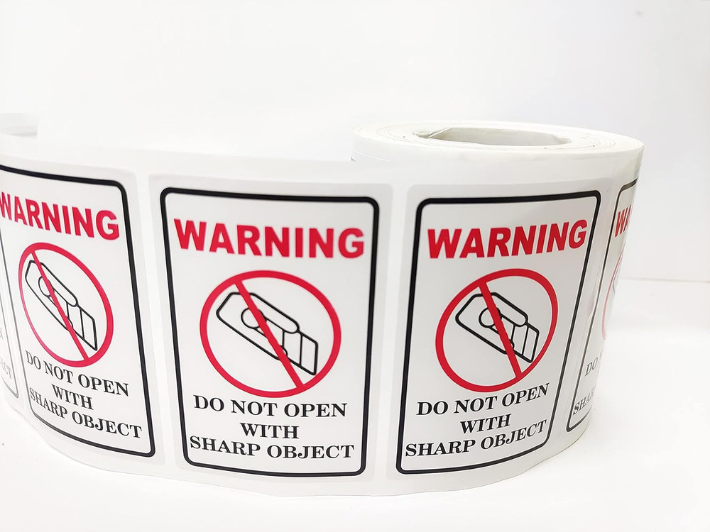 300Pcs Do Not Open with Sharp Object Industrial Warning Labels 2X3 Inch Internat