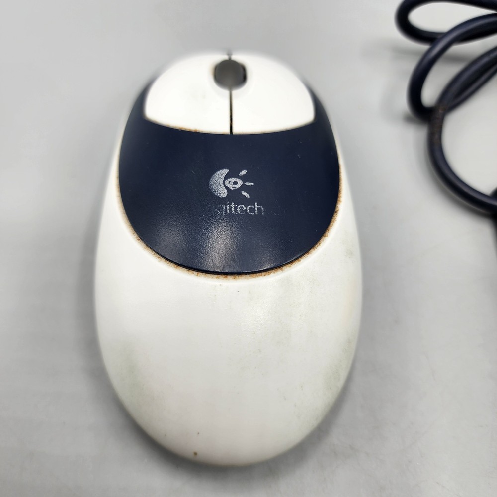 Logitech Cordless Mechanical Ball Desktop Mouse M-RP67 W/ Adapter UNTESTED Read