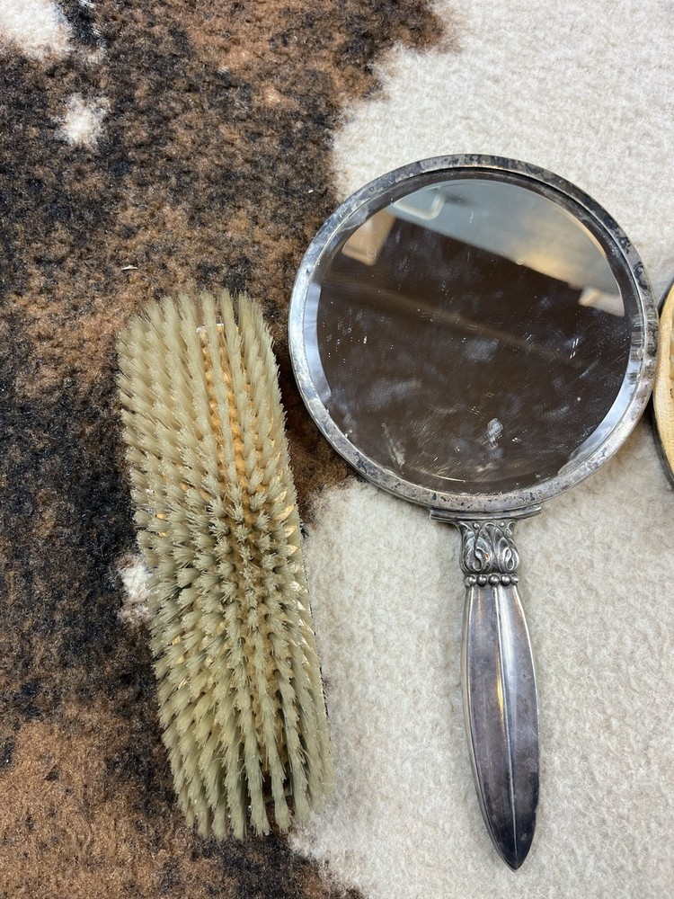 VTG Hans Jensen Denmark Silver Plate Repousse Combs & Mirror