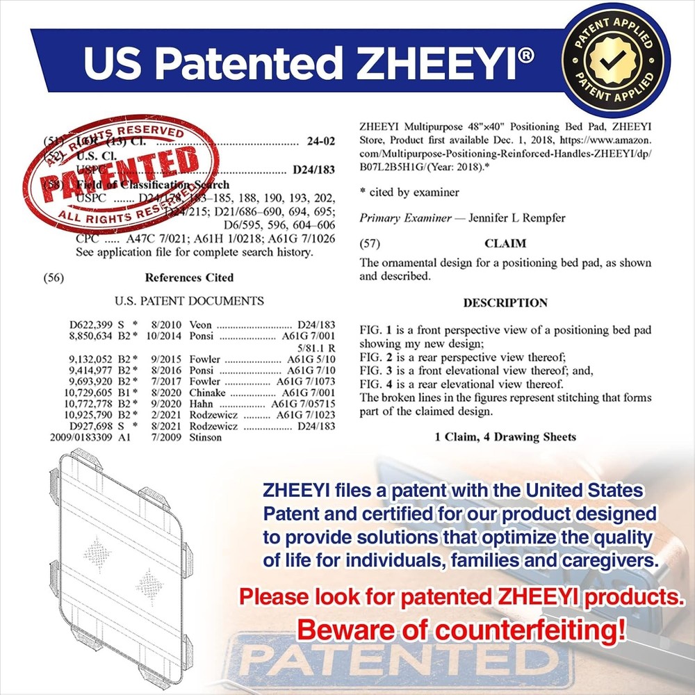 Multipurpose 48" x 40" Positioning Bed Pad with Reinforced Handles - Reusable...