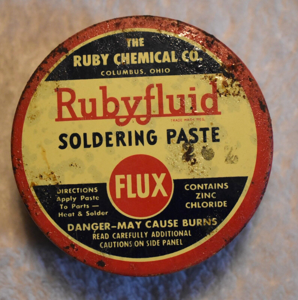 VINTAGE RUBYFLUID SOLDERING PASTE TIN COLUMBUS OHIO